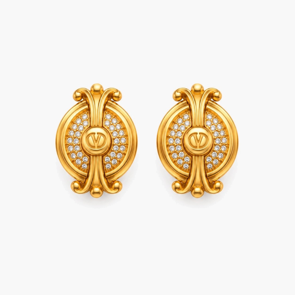 Valentino Garavani Vintage Pavé Crystal Logo Clip-On Earrings, Gold Plated