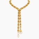 Vintage Adjustable Bolo Lariat Necklace with Glass Pearl Tassel Drops, Gold Tone