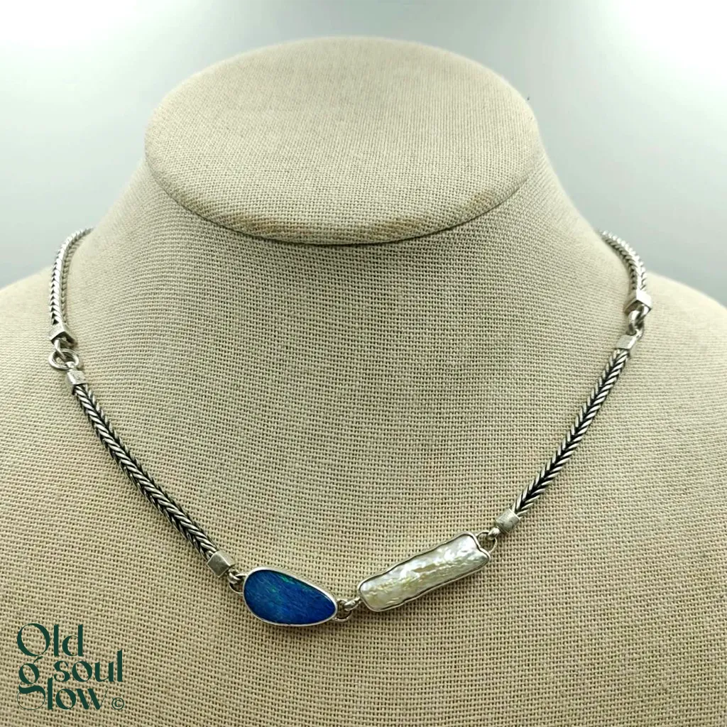 EXEX Claudia Agudelo Sterling Silver Keshi Pearl and Opal Necklace