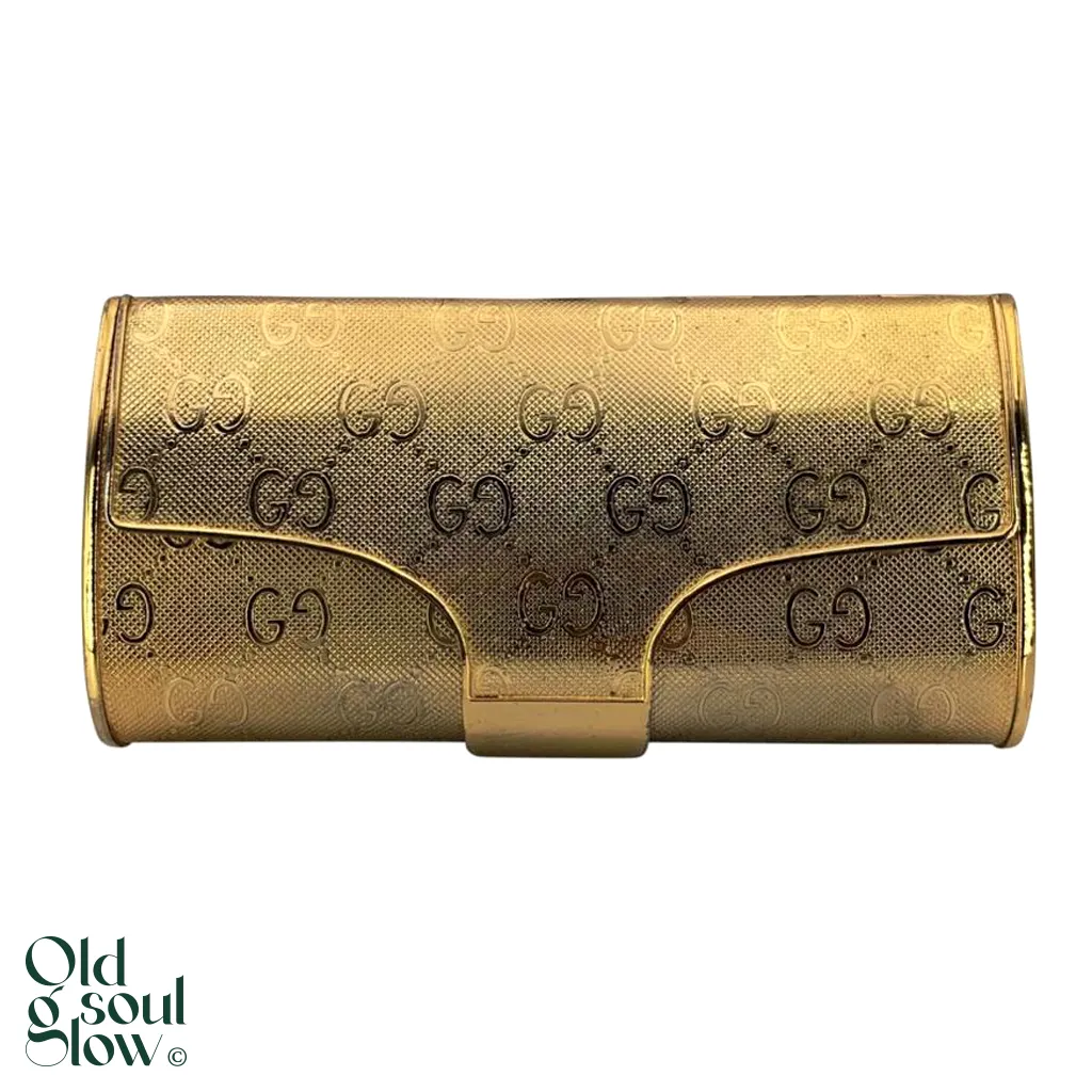 Gucci Vintage Gold GG Monogram Evening Clutch