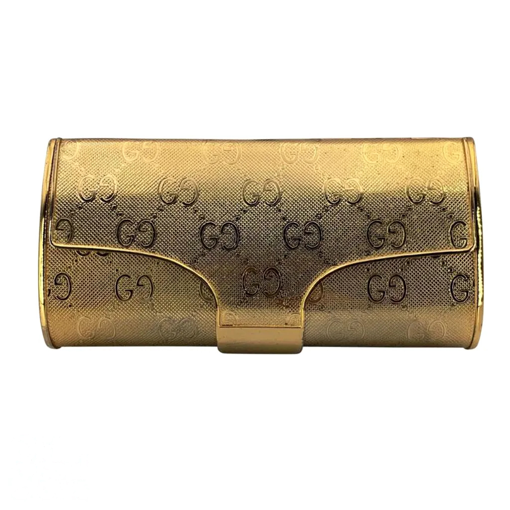 Gucci Vintage Gold GG Monogram Evening Clutch