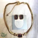 Christian Dior Vintage Amethyst Crystal Necklace and Earrings Set