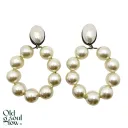 Oversized Vintage Hoop Earrings with Mabé Pearl Accent