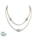 Long Crystal-Accented Chain Necklace in Silver Tone by Christian Dior