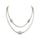 Long Crystal-Accented Chain Necklace in Silver Tone by Christian Dior