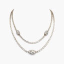 Long Crystal-Accented Chain Necklace in Silver Tone by Christian Dior