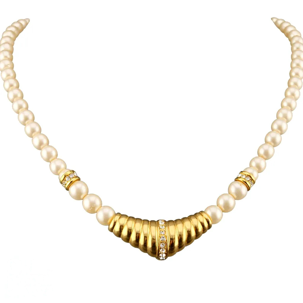 Pearl & Crystal Collar Necklace in Gold Tone by Christian Dior