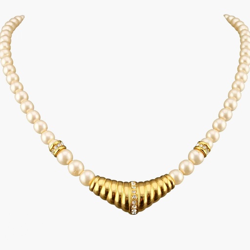 Pearl & Crystal Collar Necklace in Gold Tone by Christian Dior