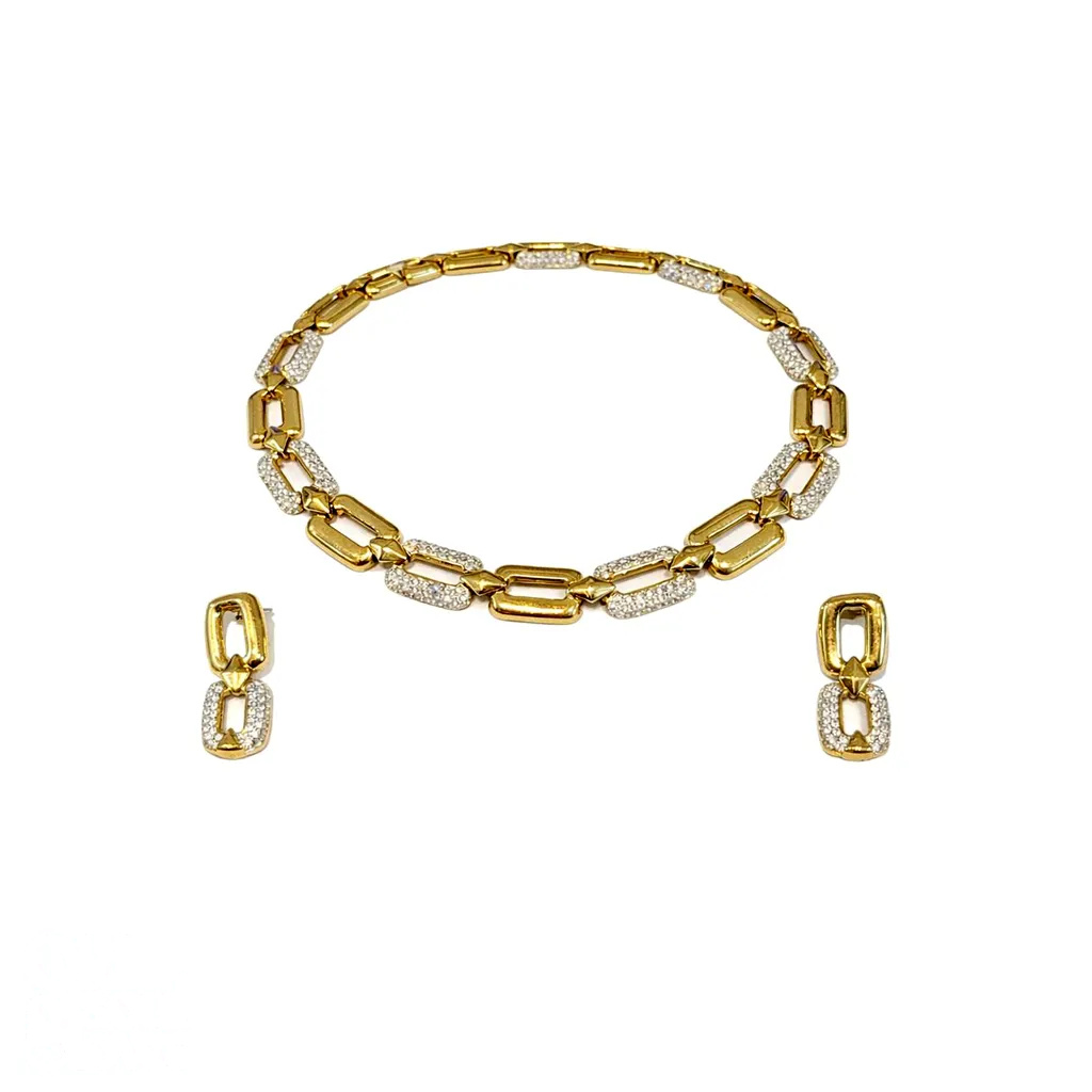 1980s Vintage Statement Necklace with Spree by Swarovski Drop Earrings