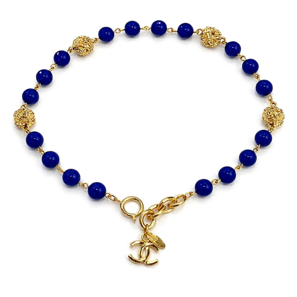Authentic Vintage Gripoix Choker Necklace Blue & Gold