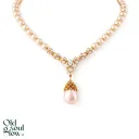 Vintage Iridescent Pearl & Rhinestone NecklaceParisian Elegance