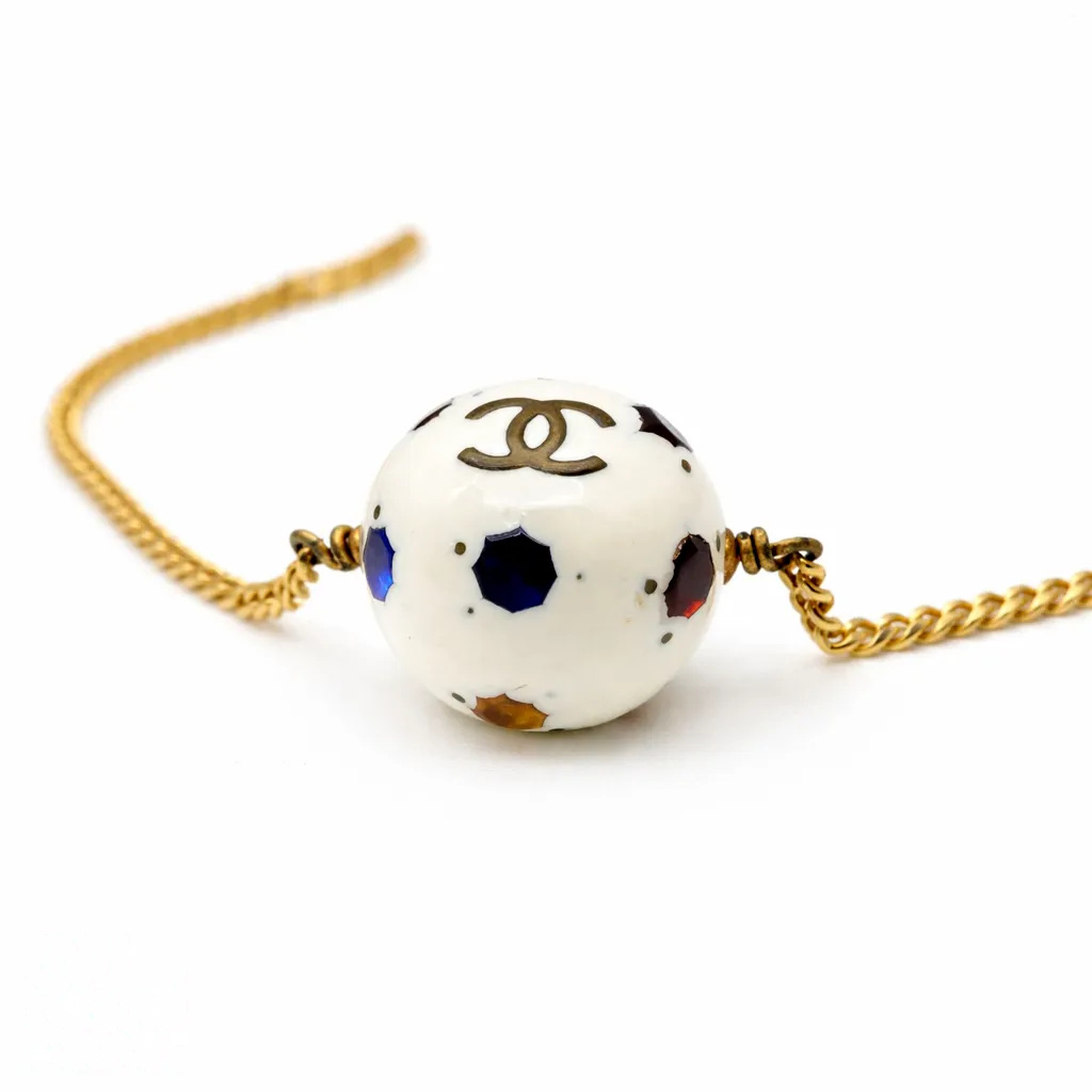 Vintage 98P Soccer Ball Rhinestone ChokerRare Collector's Piece