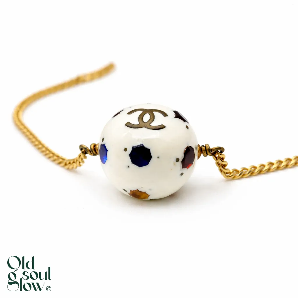 Vintage 98P Soccer Ball Rhinestone ChokerRare Collector's Piece