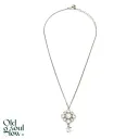 Vintage Silver Crystal Flower Pendant NecklaceWith Original Box