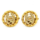 Vintage Gold Tone Rhinestone Clip-On Earrings, Iconic Design