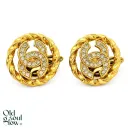 Vintage Gold Tone Rhinestone Clip-On EarringsIconic Design