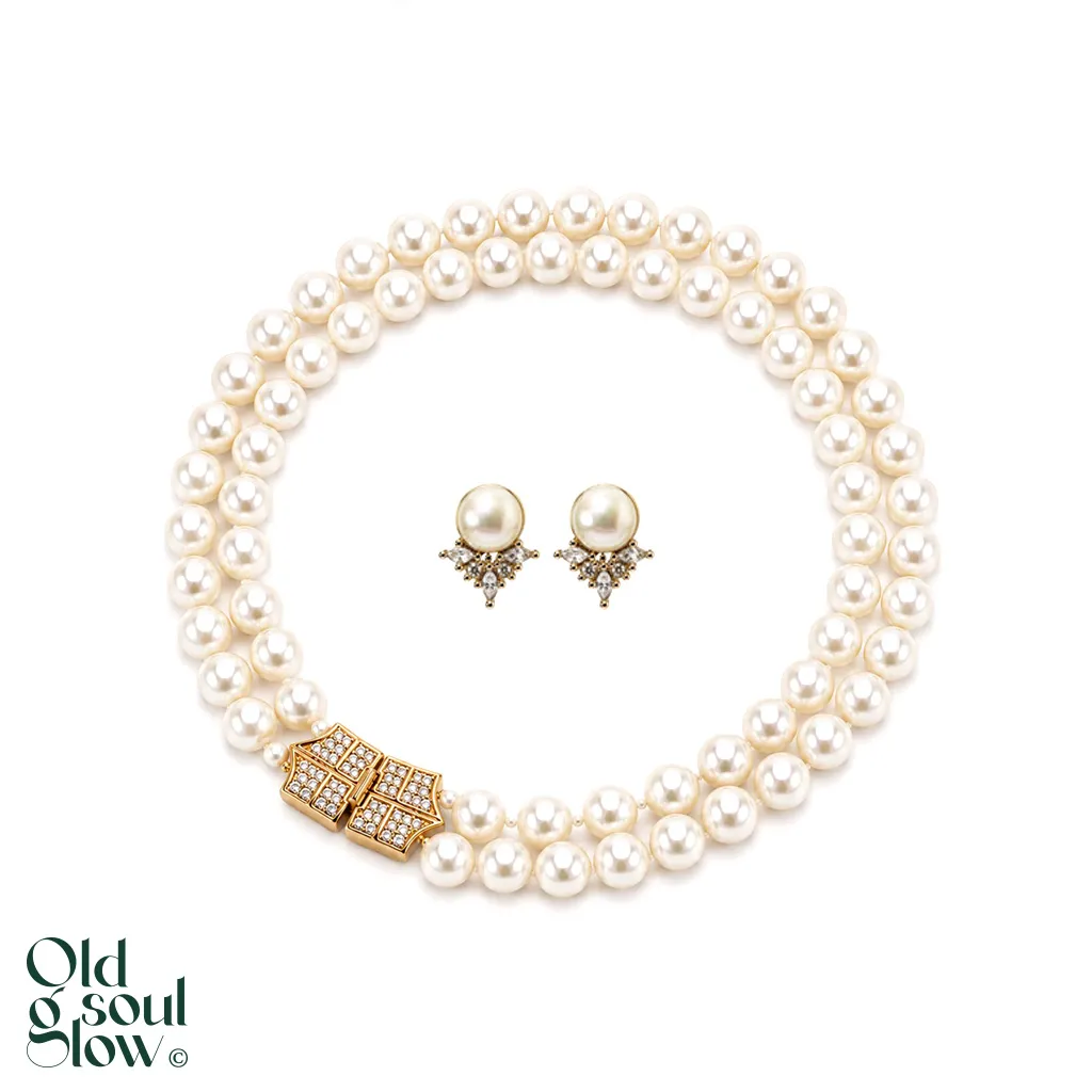 Christian Dior Vintage Double Pearl Strand Set