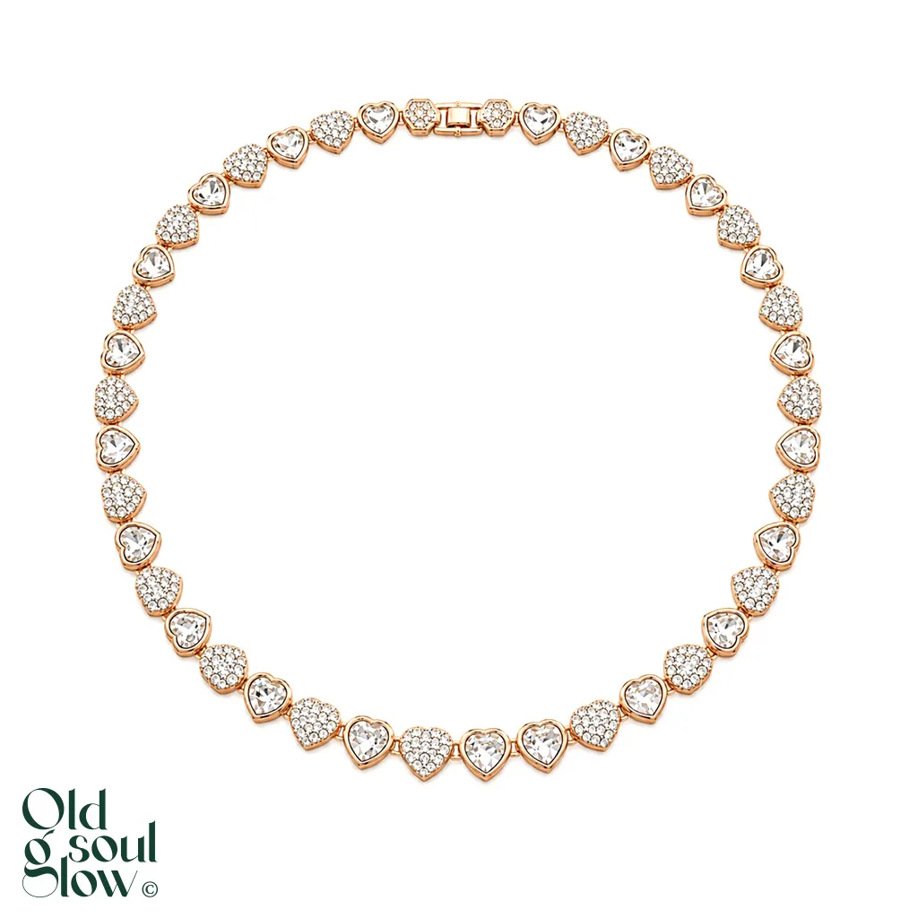 Vintage Swarovski Crystal Heart Collar Necklace
